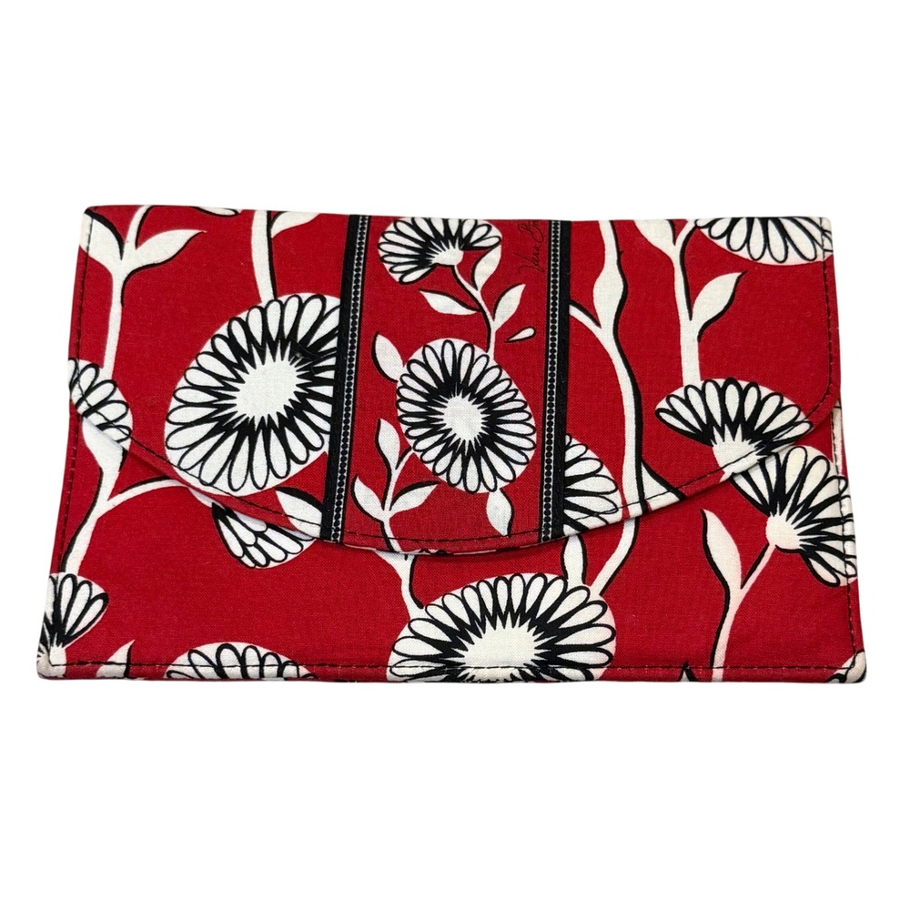 Vera Bradley Night and Day Red Black White Floral Clutch Wallet with ID Holder